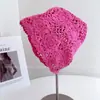 Sombrero de Ganchillo Hecho a Mano Estilo Bohemio Tejido Hueco para Mujer Protección Solar de Verano Sombrero de Lana Turbante de Algodón Puro Gorro