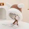 Gorro de invierno con protección auditiva, resistente al viento, de punto para niños, con forro polar y orejas bonitas, de lana, cálido para bebés y niñas.