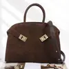 Bolso de Mano Grande de Cuero Genuino Mate Personalizado de Alta Gama, Bolso Cruzado Multifuncional Retro para Viaje de Negocios para Mujer