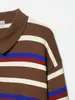 2026 Novo Estilo Moda Europeia e Americana Feminina Simples Versátil Listrado Gola Polo Malha Manga Longa Top com Bloqueio de Cores