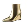 Botines de Tobillo con Tacón de Cuña y Punta Fina Otoño/Invierno 2026 Tallas 40-46 para Mujer con Cremallera Lateral Metálica Botas de Moda