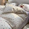 Conjunto de tres piezas de estilo japonés transfronterizo con rayas sin estampado, juego simple de cuatro piezas, funda de almohada para cama, sábana de cama de dormitorio, funda de edredón, funda de almohada para cama