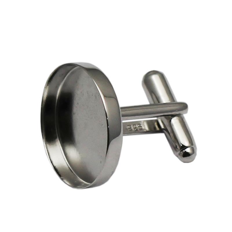 雅缤 高档纯银袖扣托 入20mm袖口钮托 男士 diy活动脚袖扣YB33624