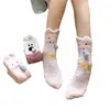 Calcetines de Felpa de Coral con Orejas de Dibujos Animados 3D para Otoño e Invierno, Calcetines Gruesos para el Suelo del Hogar que No Sueltan Pelusa, Calcetines de Dormir de Comercio Exterior Transfronterizo