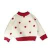 Suéter Grueso Elegante para Niña Pequeña de Otoño e Invierno Nuevo Bebé Rojo con Pompón Tejido Ropa Festiva Moderna