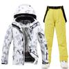 Novo traje de esqui masculino e feminino, conjunto de calças de snowboard duplas, estilo coreano, quente e espesso