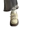 Zapatos Birkenstock de suela gruesa para aumentar la altura con lazo dulce de cobertura total para mujer, nuevo estilo de otoño 06, adecuados para combinar con faldas, zapatos de vestir de estilo francés de suela blanda