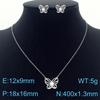 Collar de Cadena Colgante Personalizado de Mariposa Dulce Calada con Forma de O Pulsera Venta al por Mayor Aretes de Perla de Concha Set de Acero de Titanio