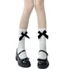 Calcetines apilados de verano finos para mujer, calcetines de pantorrilla con lazo JK, calcetines de encaje transpirables, calcetines blancos de tubo Lolita