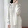 Suéter de Punto Redondo de Lana Pura para Otoño/Invierno 2026 Manga Larga para Mujer con Diseño Bordado a Mano Top de Lana