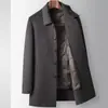 Abrigo de cachemira para hombre 2026 otoño/invierno, con forro desmontable de plumón de ganso blanco, adecuado para hombres de negocios de mediana edad, cálido y elegante