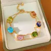 Pulsera Ovalada de Zirconia Chapada en Oro Real de 18 Quilates, Pulsera de Lujo Ligero de Nicho, Joyería de Mano Personalizada Exquisita Estilo Palacio al por Mayor
