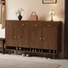Zapatero de madera maciza color nogal, mueble moderno de entrada estilo chino nuevo, mueble de almacenamiento de gran capacidad para la entrada del hogar