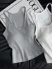 Estilo Garota Popular Gola U Amarração no Peito Bojo Embutido Modelagem Justa Top Básico Simples Regata para Mulheres Peça de Sobrepor de Verão Cobertura Lateral dos Seios Roupa Íntima Camisola