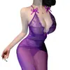 Vestido Largo Sexy, Lencería Sexy, Vestido de Encaje Transparente, Uniforme Profesional Ol para Discoteca, Vestido Ajustado para Discoteca