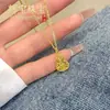 Artículo popular en Xiaohongshu: Nuevo collar de calabaza de hielo picado estilo chino para mujer, cadena para la clavícula de calabaza de la fortuna de color dorado estilo antiguo deslumbrante