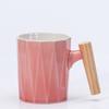 Ins Esmalte de copo de nieve nórdico mango de madera taza de cerámica taza de café literaria regalo para actividad festiva logotipo