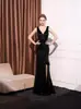 Vestido Sexy de Cola de Pez con Escote Pronunciado para Mujer 2026 Nuevo Estilo Elegante de Socialité Ajustado al Cuerpo Vestido de Banquete Vestido para Brindar