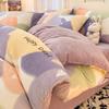 Conjunto de Quatro Peças de Cama de Veludo de Leite de Inverno 2025 Novo Desenho Animado Lençóis de Veludo Coral Espessos e Aveludados Conjunto de Edredom Infantil
