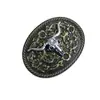 Hebilla de cinturón de mezclilla occidental de 4.0 cm de diámetro interior, hebilla de placa grande de calavera de vaca plateada retro, retro europeo y americano