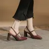 Jin Gang J4703_J6803 Tacón Alto 2025 Nuevo Verano Punta Cuadrada Tacón Grueso Todo Fósforo Trasero Abierto Chanclas para Mujer