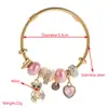 Pulsera de Acero Inoxidable Panjia de Venta Caliente Transfronteriza, Moderna y Dulce Colgante de Oso de Amor con Pedrería, Pulsera de Perlas de Alta Gama