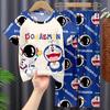 Pijama de Verano para Niños de Tailandia, Camiseta de Manga Corta y Pantalones Cortos, Delgado, Infantil, Nuevo 2025, Ropa de Casa para Niños, Traje para Niños Medianos y Grandes