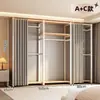 Armario de metal, estructura de acero, completamente cerrado, diseño simple, adecuado para apartamentos de alquiler, modular, engrosado, de pie, estilo abierto, para uso doméstico