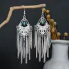 [Selección Premium] Pendientes Estilo Étnico de Minorías Vintage con Plata de Minorías Étnicas, Pendientes Largos Colgantes Florales Estilo Bohemio Único