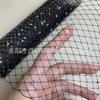 Malla Rhombus de Malla Fina con Pedrería Topper Nupcial Adorno para la Cabeza Accesorios DIY Tela Fiesta Show Velo Ancho 20cm