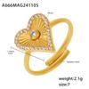 Oumika Europa y Estados Unidos transfronterizo micro incrustado circón amor anillo de flor de cinco pétalos acero inoxidable PVD galvanoplastia retención de color ajustable