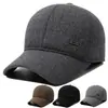 Gorra de béisbol de lana gruesa y cálida con protección para las orejas, para hombres de mediana edad y mayores, gorra de algodón para ciclismo al aire libre