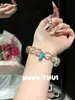 Pulsera de Cristal Gota de Agua Turquesa Corazón de Melocotón Jibao Nuevo Estilo Chino Conjunto de Collar Corazón de Pino Azul