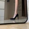 Zapatos de Tacón Alto para Mujer, Nuevo Estilo Verano 2026, Tacón de Aguja Negro Punta Fina Boca Baja, Zapatos de Etiqueta Trendy Sexy Elegantes para Estudiante