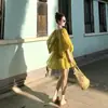 Vestido estilo francés de cuello en V con mangas abullonadas, perfecto para un look de vacaciones, nueva colección de verano 2026 para mujer, vestido de corte holgado