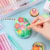 Set de Plumas de Pintura Estéreo de Frutas Azules Marcadores Acrílicos Bolígrafo para Bolso Vidrio Metal Pincel Color Macarrón Dulce Papelería