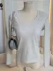 Camiseta Base de Hombro con Cuello Redondo Simple para Mujer Otoño Ajustada Adelgazante Blanca de Manga Larga Top Básico para Combinar con Todo