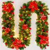 Venta Caliente Transfronteriza Enredadera Navideña Adorno Grueso para Colgar en la Puerta Decoraciones para Árbol de Navidad Set de Corona Dorada Roja