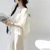 Novo Top Jacquard Dupla Face Estilo Chinês Feminino Novo Sentido Manga Sete Pontos Cor Versátil Camiseta Gola Redonda