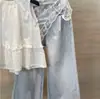 Conjunto de Verão para Meninas 2025 Moda Bebê Estilo Coreano Fashion Camisa Boneca Camisa Jeans Primavera e Verão Conjunto de Duas Peças de Verão