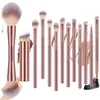 ****Set de 13 Brochas de Maquillaje Doble Cara al por Mayor Pelo de Nylon Polvo Base Iluminador Contorno Brochas Mango de Aluminio Herramientas de Belleza