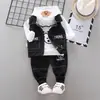 Comercio exterior ropa infantil ropa de otoño europea y americana traje con capucha para niños suéter con capucha para niños combinación de colores conjunto de 3 piezas mono consignación 2