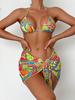 2025 Europa y Estados Unidos comercio exterior transfronterizo Amazon tendencia estampado cuello halter sexy bikini dividido encaje aguas termales