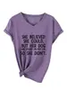 Ella creía que podía Amazon eBay Estación Independiente Moda Casual Cuello en V Manga Corta Camiseta para Mujer