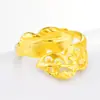 Atacado National Wind veludo areia folha de ouro anel de abertura acessórios transfronteiriços banhado a cobre 24k ouro oco anel de flor para mulheres