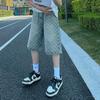 Shorts Jeans Jacquard Masculino Verão Finos Tendência Marca Yipi Bonito Calças de Rua Estilo Americano High Street Largos Comprimento até o Joelho