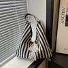 Bolso de Lona Rayado para Mujer Verano 2024 Nueva Moda Corea del Sur Nicho Bolso Tote Estudiantes Clase Gran Capacidad Bolso de Tela