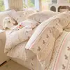 Juego de Cuatro Piezas de Ropa de Cama de Algodón Grueso Estilo Antiguo, Sábana Ajustable 100% Algodón Puro, Funda de Edredón Modelo Nuevo 2026 para Dormitorio, Juego de Tres Piezas de Sábana, Clase A