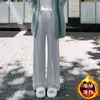 Pantalones de maternidad para otoño e invierno, pantalones de pierna ancha forrados de polar para uso en exteriores, nueva colección de ropa de maternidad 2026, no aprietan en el vientre, pantalones largos de talla grande para el embarazo