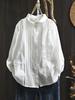 Camisa de algodón plisada de manga larga con encaje y órgano para mujer, ropa holgada y adelgazante para primavera y otoño, camisa antiedad con cuello Yuanbao que combina con todo.